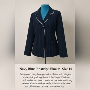 Navy Blue Pinstripe Blazer